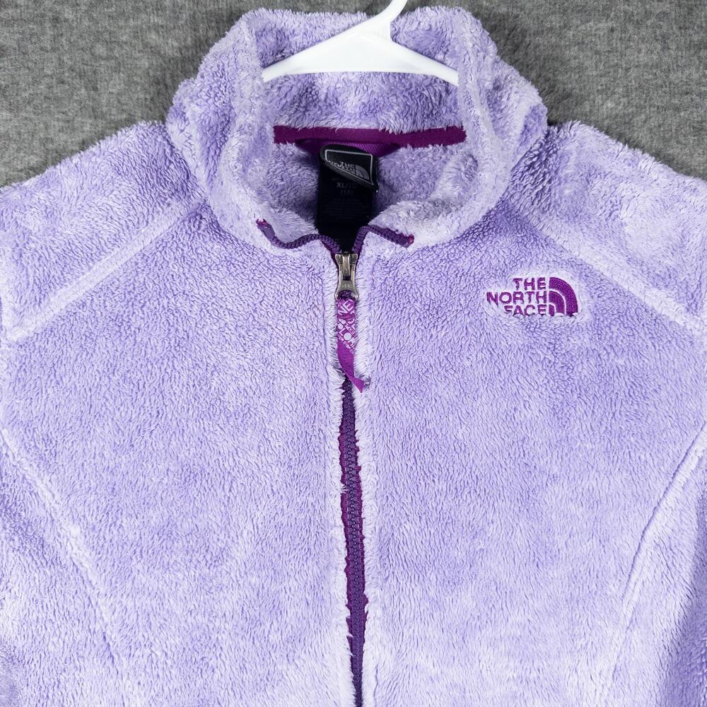 The North Face Girls XL 18 Purple Plush Fuzzy Fleece Full Zip Jacket Soft Cozy